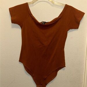 Burnt Orange Off-Shoulder Bodysuit